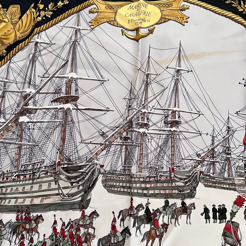 Hermès Paris “Marine et Cavalerie” Silk Scarf - Picture 7 of 10